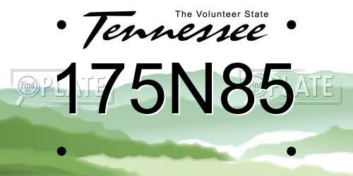 175N85 Tennessee License Plate