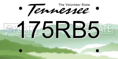 175RB5 Tennessee License Plate