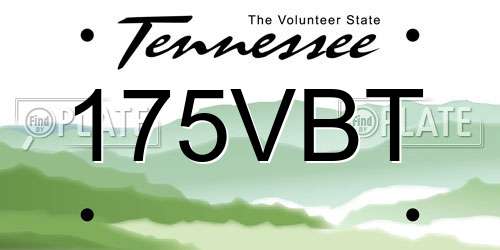 175VBT Tennessee License Plate
