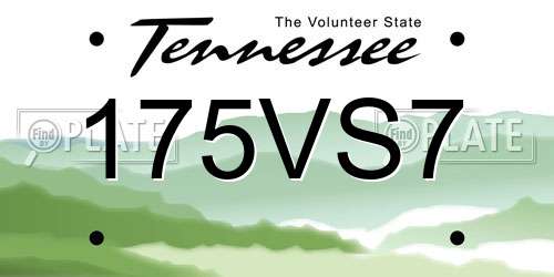 175VS7 Tennessee License Plate