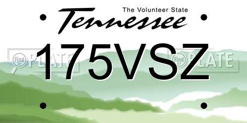 175VSZ Tennessee License Plate