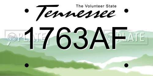 1763AF Tennessee License Plate