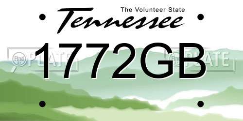 1772GB Tennessee License Plate