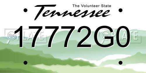 17772G0 Tennessee License Plate