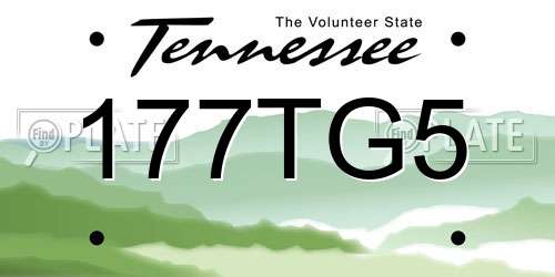 177TG5 Tennessee License Plate