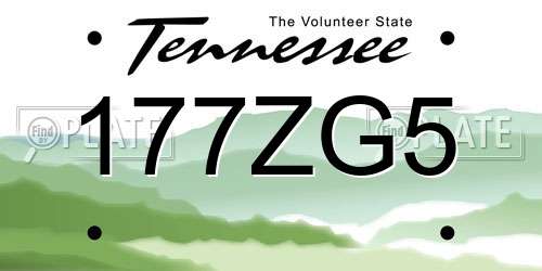 177ZG5 Tennessee License Plate