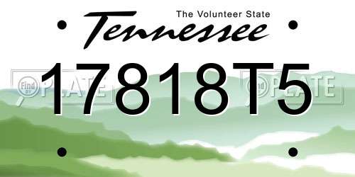 17818T5 Tennessee License Plate
