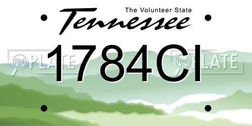 1784CI Tennessee License Plate