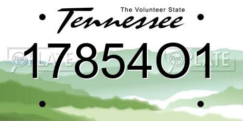 17854O1 Tennessee License Plate