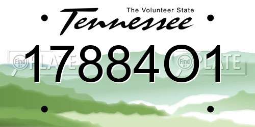 17884O1 Tennessee License Plate