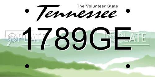 1789GE Tennessee License Plate