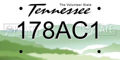 178AC1 Tennessee License Plate