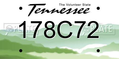 178C72 Tennessee License Plate