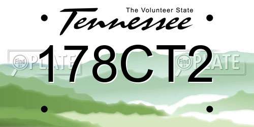 178CT2 Tennessee License Plate