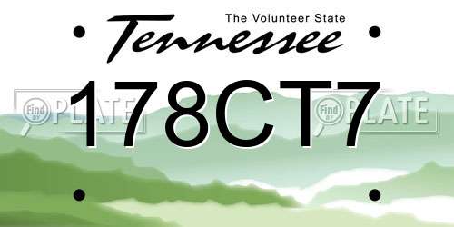 178CT7 Tennessee License Plate