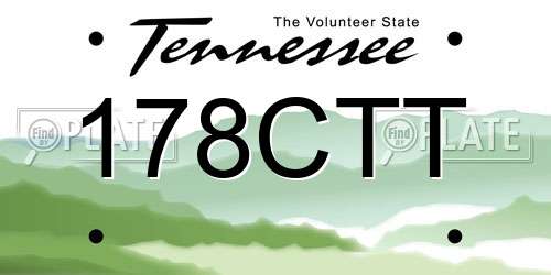 178CTT Tennessee License Plate