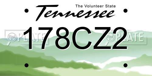 178CZ2 Tennessee License Plate