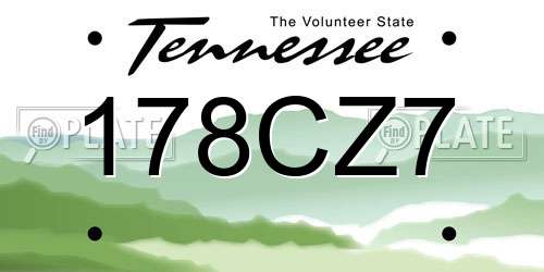 178CZ7 Tennessee License Plate