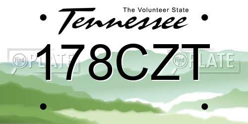 178CZT Tennessee License Plate