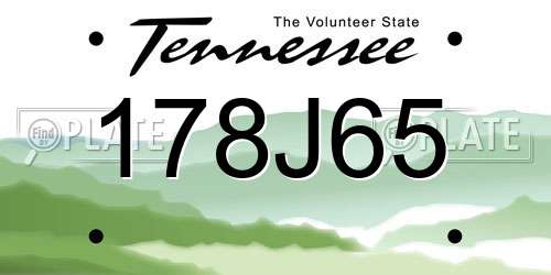 178J65 Tennessee License Plate