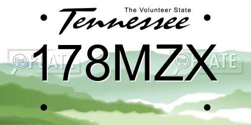 178MZX Tennessee License Plate