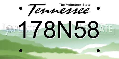 178N58 Tennessee License Plate