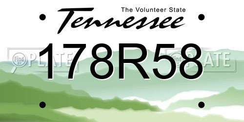 178R58 Tennessee License Plate
