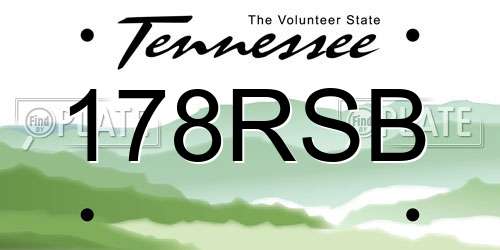 178RSB Tennessee License Plate
