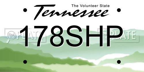 178SHP Tennessee License Plate