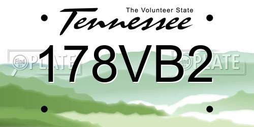 178VB2 Tennessee License Plate