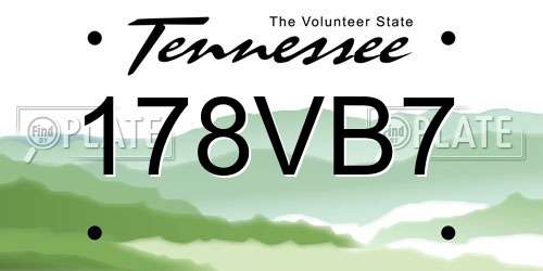 178VB7 Tennessee License Plate