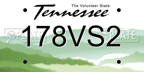 178VS2 Tennessee License Plate