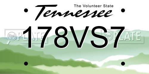 178VS7 Tennessee License Plate
