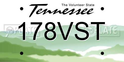 178VST Tennessee License Plate