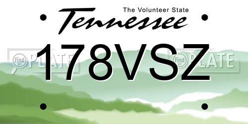 178VSZ Tennessee License Plate