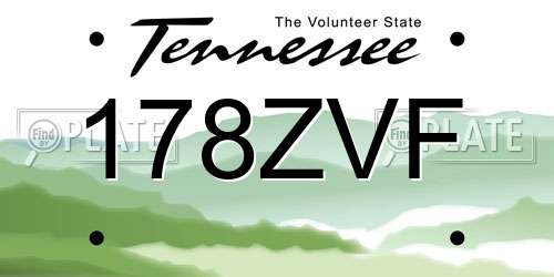 178ZVF Tennessee License Plate