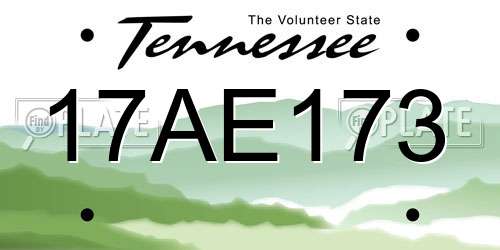 17AE173 Tennessee License Plate