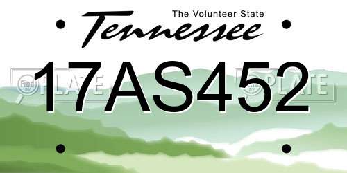 17AS452 Tennessee License Plate