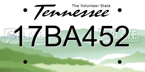 17BA452 Tennessee License Plate