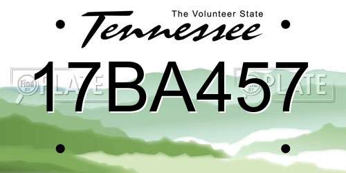17BA457 Tennessee License Plate