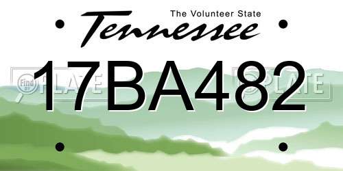 17BA482 Tennessee License Plate