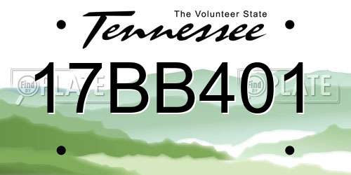 17BB401 Tennessee License Plate