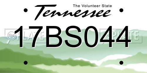 17BS044 Tennessee License Plate