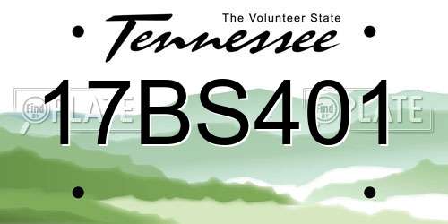 17BS401 Tennessee License Plate