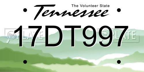 17DT997 Tennessee License Plate
