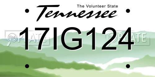 17IG124 Tennessee License Plate