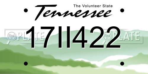 17II422 Tennessee License Plate