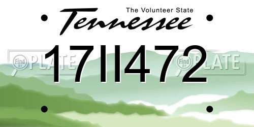 17II472 Tennessee License Plate