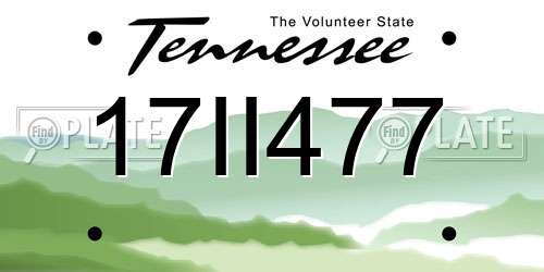 17II477 Tennessee License Plate