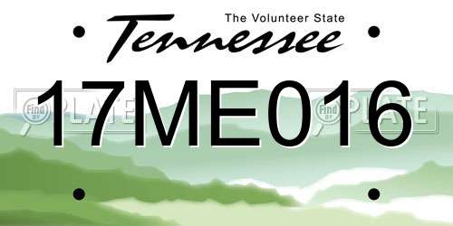 17ME016 Tennessee License Plate